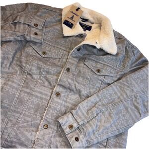 NEW Chubbies Sherpa Fleece Lined‎ Denim Trucker Jacket Large Aztec Southwestern